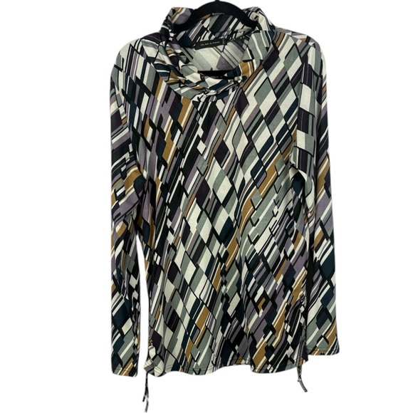 Glam & Fame Tops - Glam & Fame Multicoloured Geometric Print Abstract Design Long Sleeve XL Top